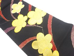 曲線に梅模様織出し全通袋帯